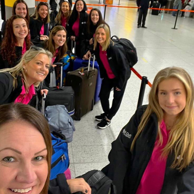 Group of people in a line at the airport